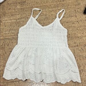 Women's White Eyelet Camisole Tank Top